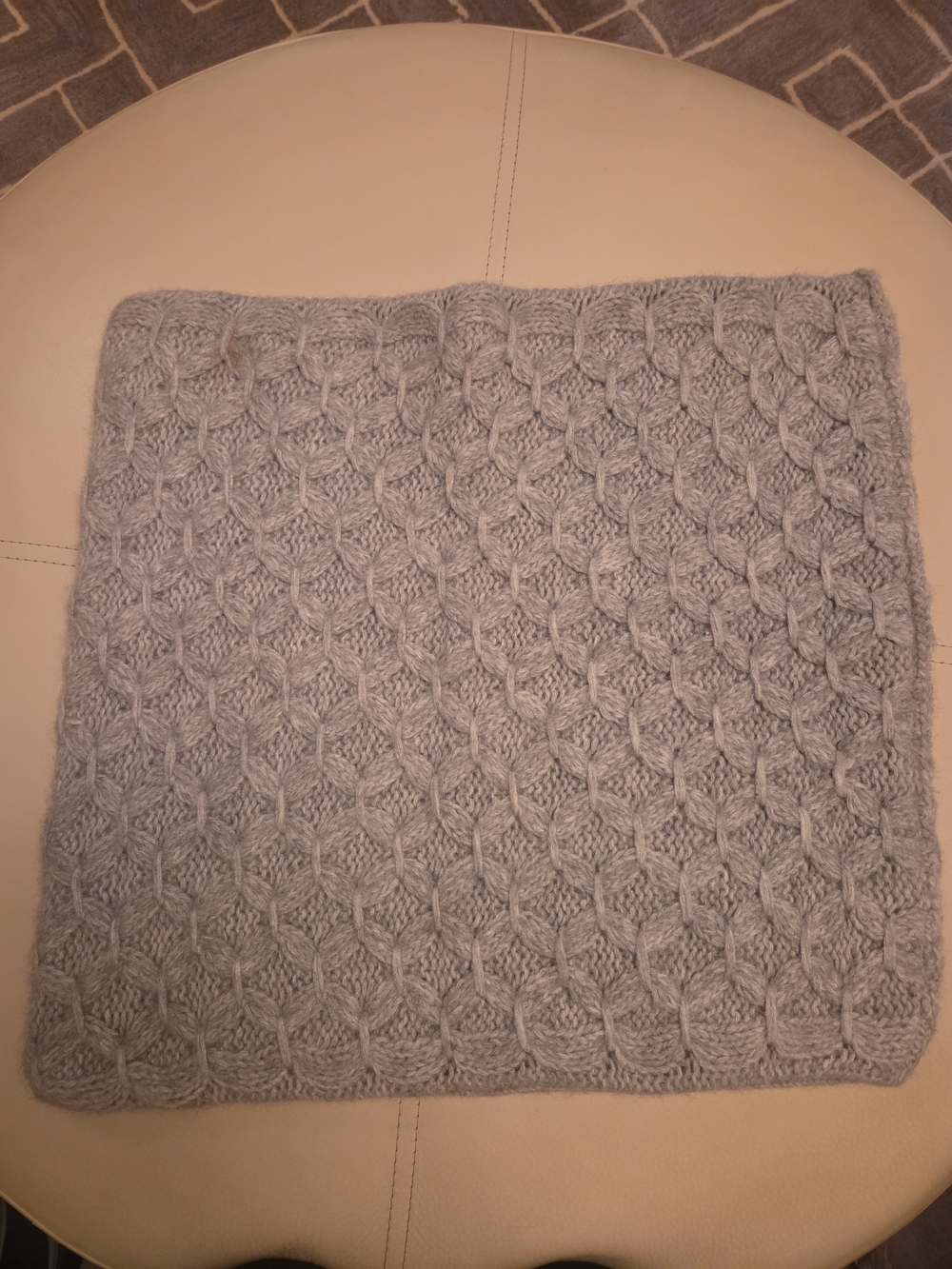 Nicole Farhi Cable Knit Alpaca Merino Wool Pillow Cover Gray 20.5" Square